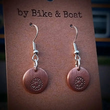 Load image into Gallery viewer, Sunflower Round Copper Earrings