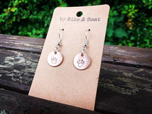 Load image into Gallery viewer, Paw Print Round Copper Earrings - by Bike &amp; Boat
