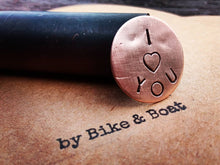 Load image into Gallery viewer, I LOVE YOU Upcycled Copper Love Token - by Bike &amp; Boat

