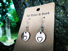 Load image into Gallery viewer, Heart Round Copper Earrings - by Bike &amp; Boat
