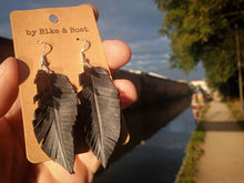 Load image into Gallery viewer, Feather Bicycle Inner Tube Earrings
