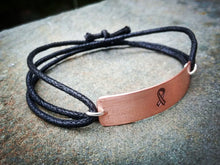 Load image into Gallery viewer, Ribbon Stamped Copper and Cord Bracelet