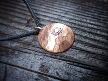 Load image into Gallery viewer, Hammered Domed Sun Copper Pendant