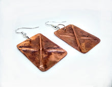 Load image into Gallery viewer, Shipton Fold Formed Copper Earrings - by Bike & Boat
