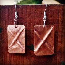 Load image into Gallery viewer, Shipton Fold Formed Copper Earrings - by Bike & Boat