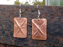 Load image into Gallery viewer, Shipton Fold Formed Copper Earrings - by Bike & Boat
