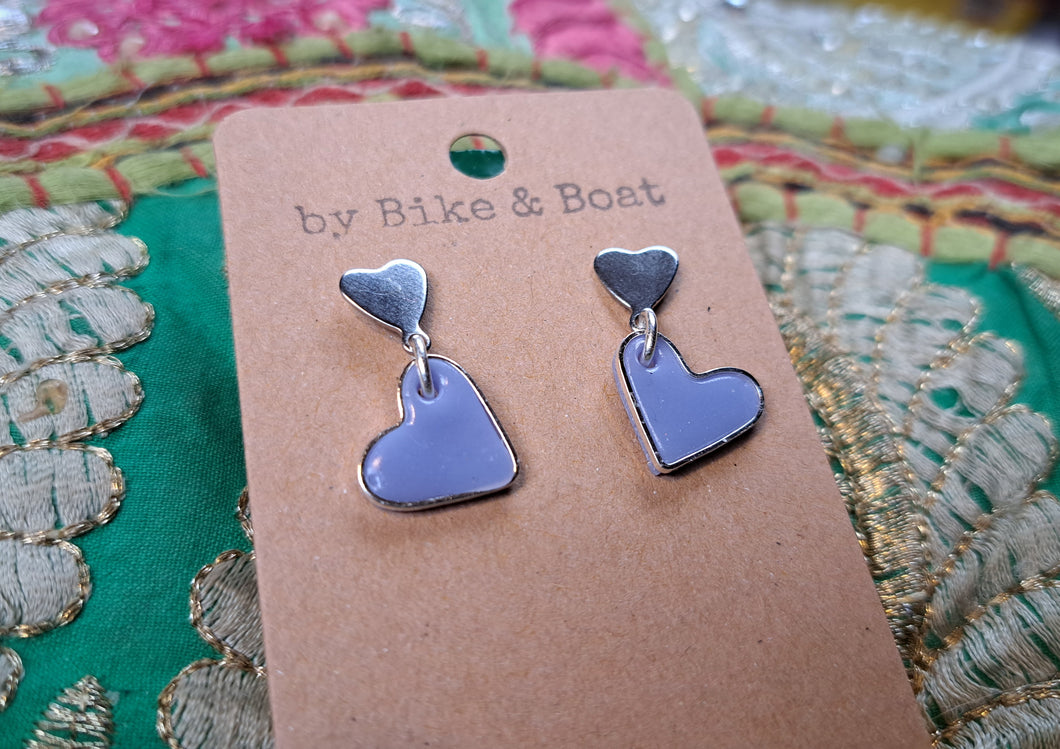 Purple Heart Earrings with Studs