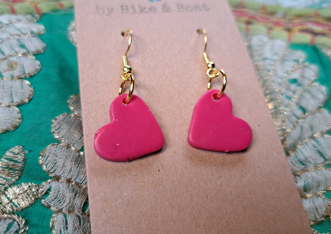 Pink Clay Heart Earrings