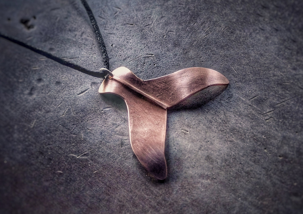 Whale Tail Fold Formed Copper Pendant