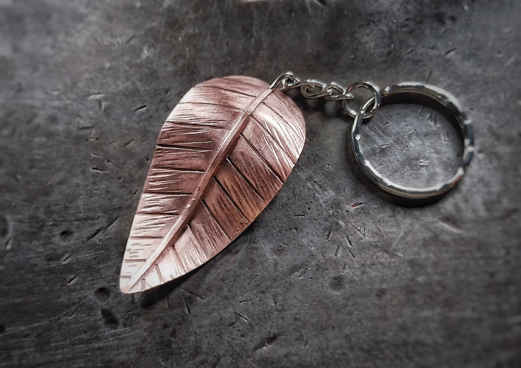 Leaf Copper Keyring