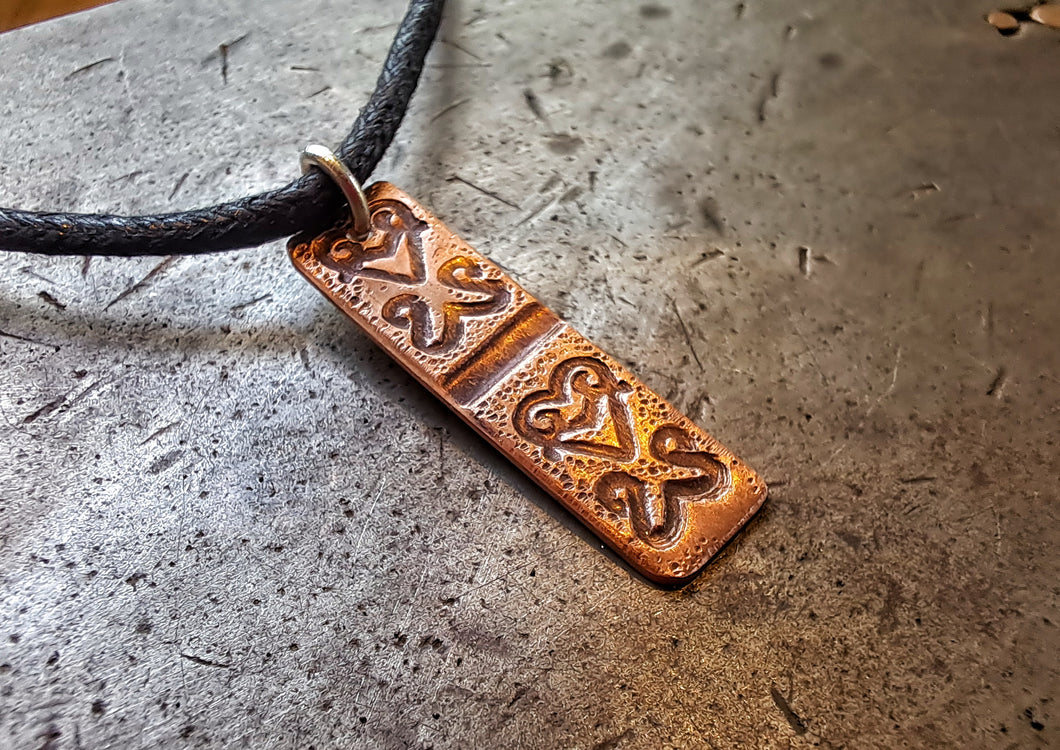 Bugsworth Basin spoon textured Copper Pendant