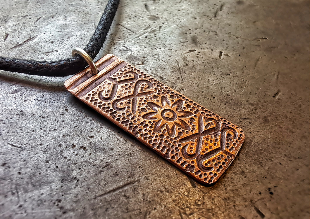 Marple spoon textured Copper Pendant