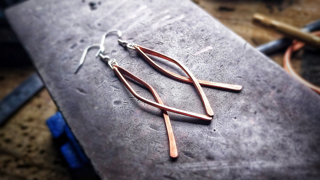 'Keep 'em Crossed' Copper Earrings