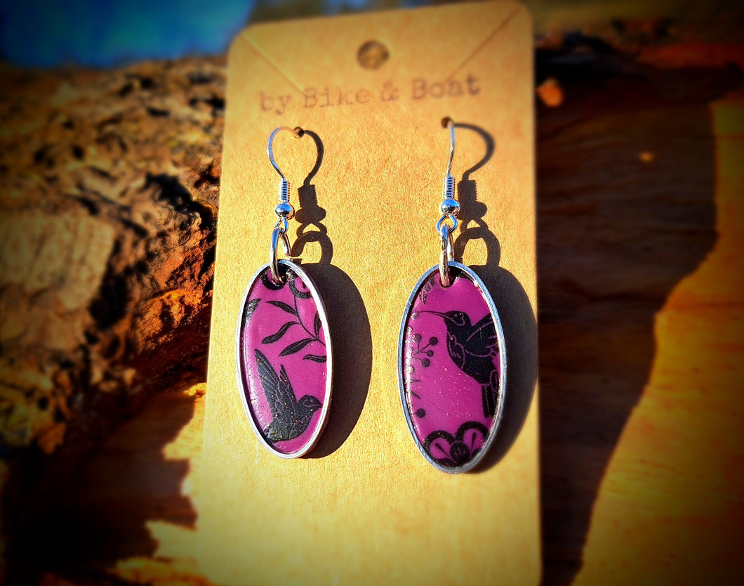 Purple Oval Motive Earrings