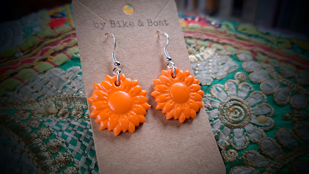 Orange Sunflower Earrings
