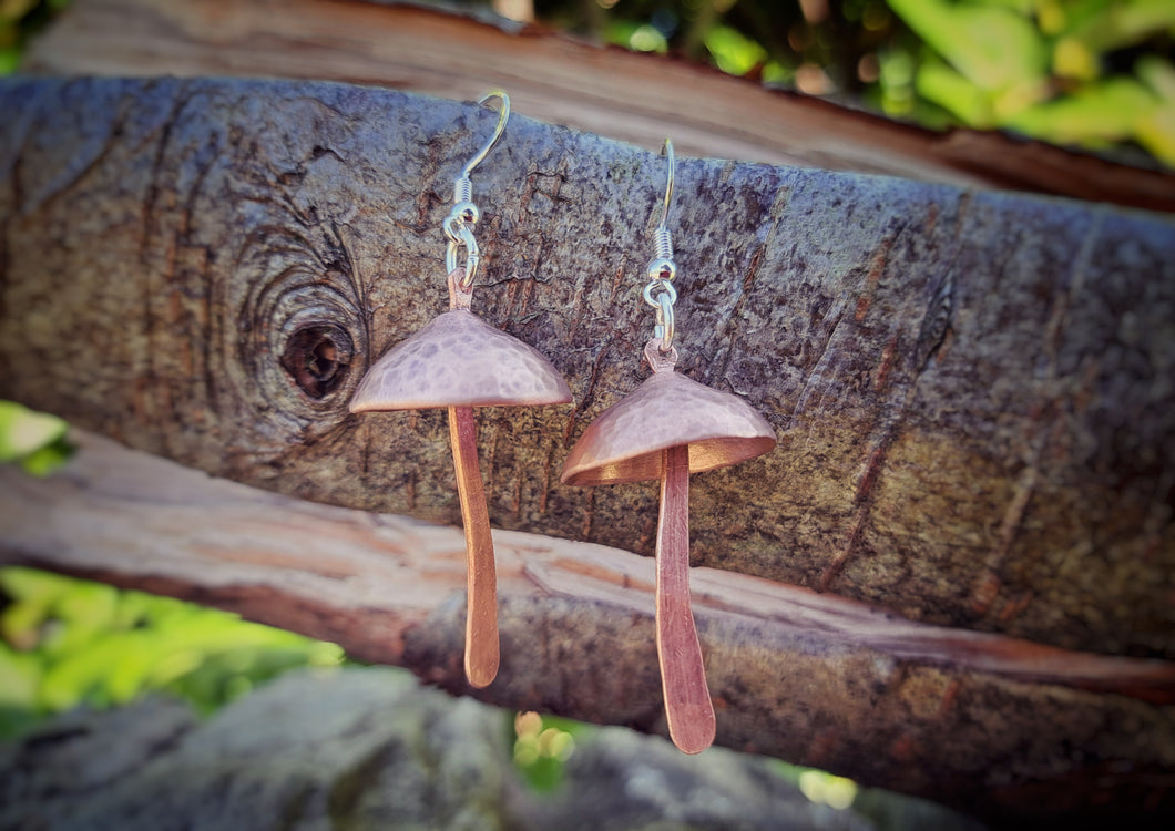 Copper Mushroom Earrings