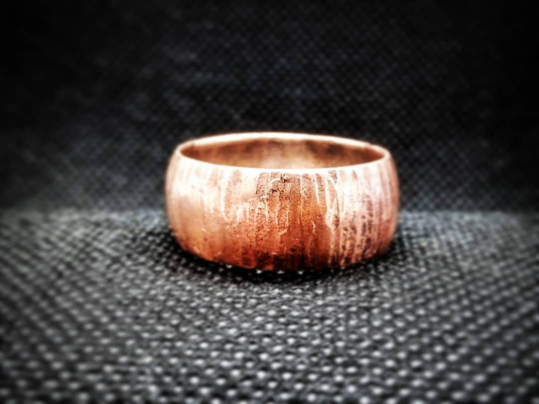 Cross Pein Hammered Copper Ring - by Bike & Boat