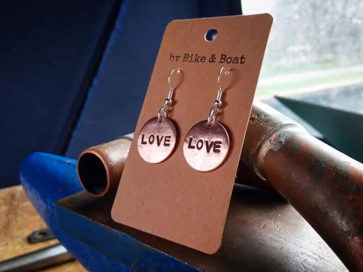 LOVE Round Copper Earrings