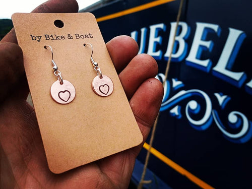 Heart Round Copper Earrings - by Bike & Boat