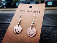 Load image into Gallery viewer, Heart Round Copper Earrings - by Bike &amp; Boat
