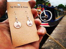 Load image into Gallery viewer, Bicycle Round Copper Earrings - by Bike &amp; Boat
