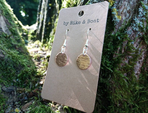 Cross Pein Hammered Round Copper Earrings - by Bike & Boat