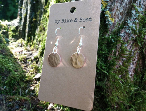 Ball Pein Hammered Round Copper Earrings - by Bike & Boat