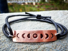 Load image into Gallery viewer, Moon Phases Copper and Cord Bracelet
