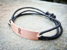 Load image into Gallery viewer, Ribbon Stamped Copper and Cord Bracelet
