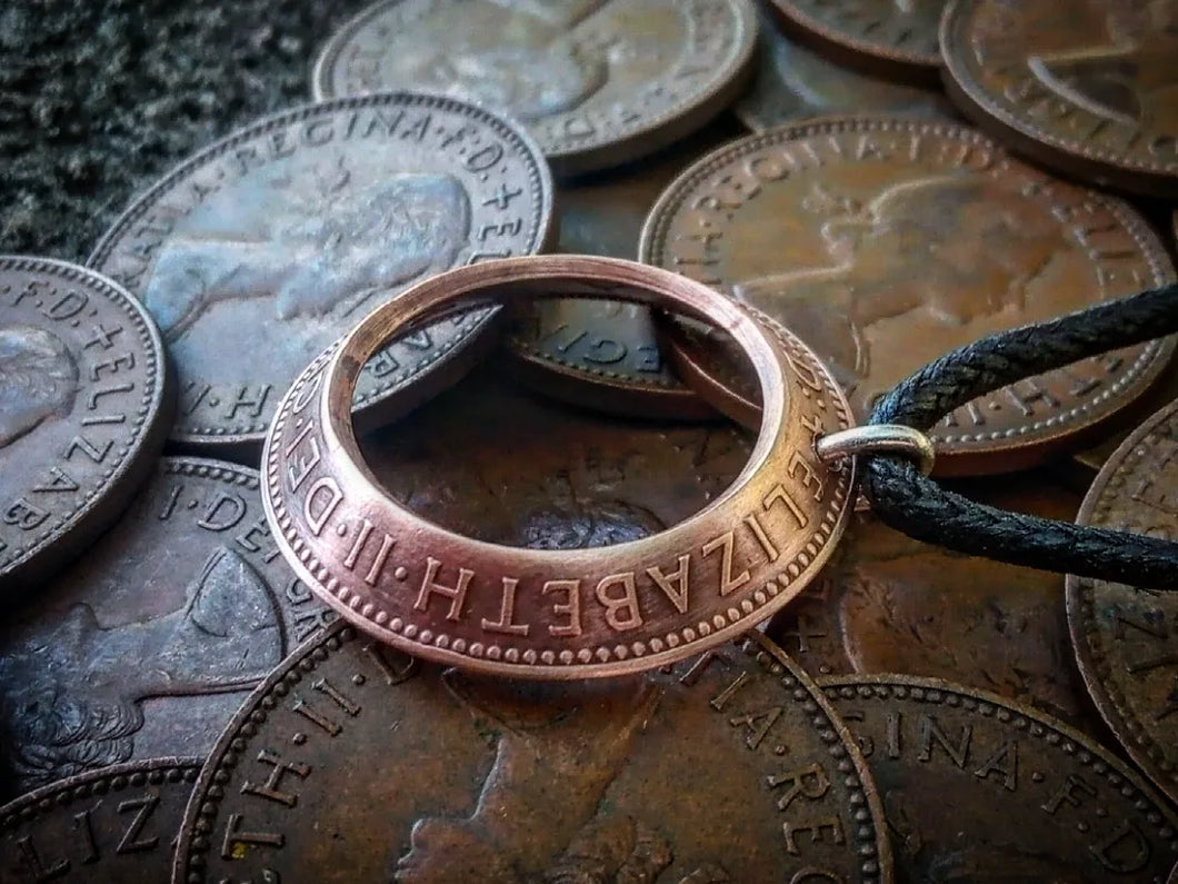 Queen Elizabeth II Half Penny Pendant by Bike Boat