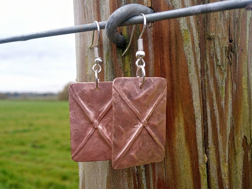 Shipton Fold Formed Copper Earrings - by Bike & Boat