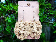 Load image into Gallery viewer, Macrame leaf earrings by Jackie in Natural - by Bike &amp; Boat
